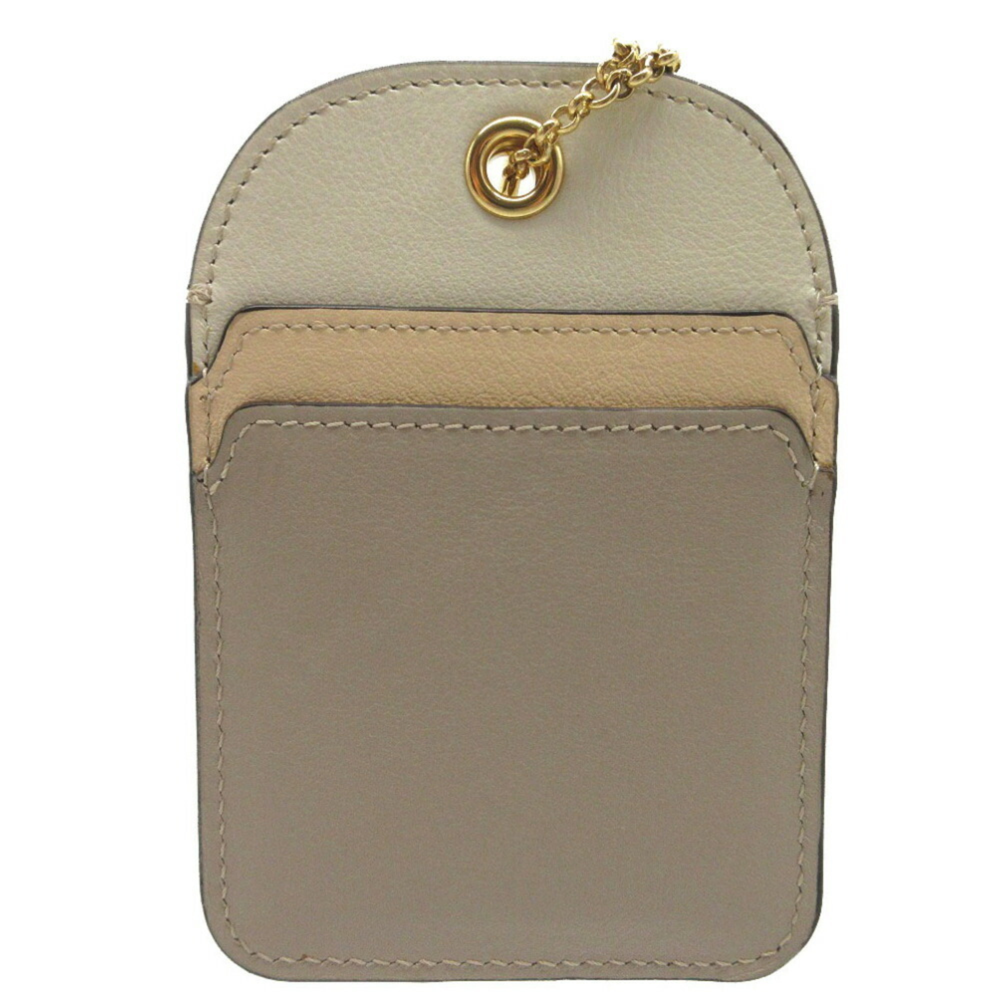 Chloé Chloe WALDEN Card Case Leather Beige 2073Chloe