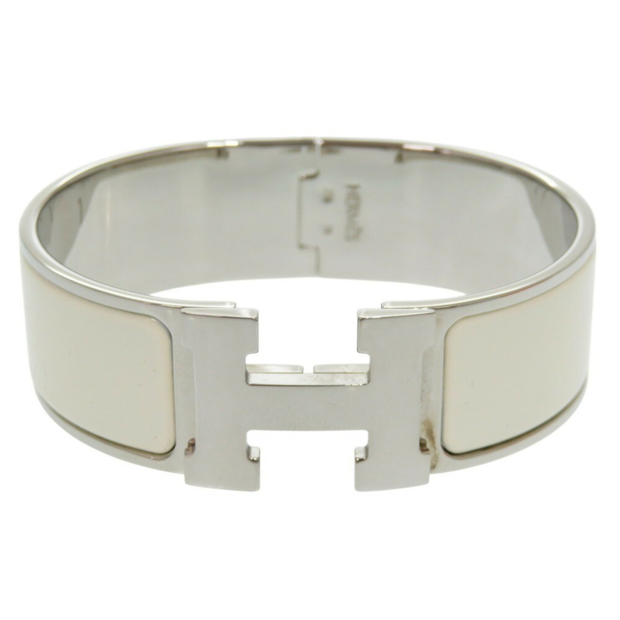 Hermes H motif click clack GM M engraved bracelet metal white/silver white 1154HERMES