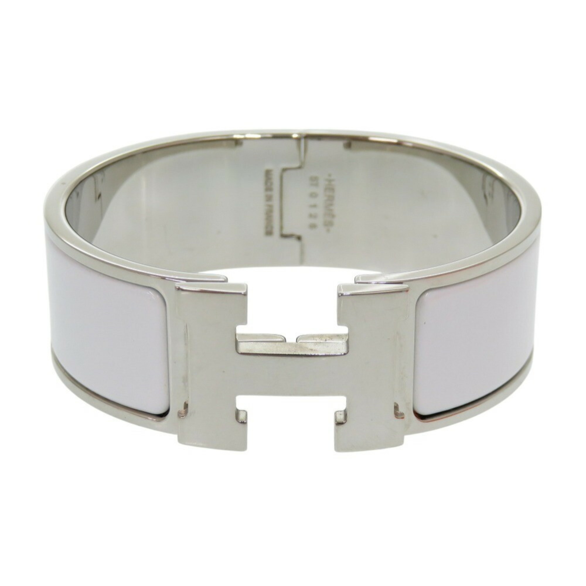 Hermes H motif click clack GM bracelet metal white/silver white 1154HERMES