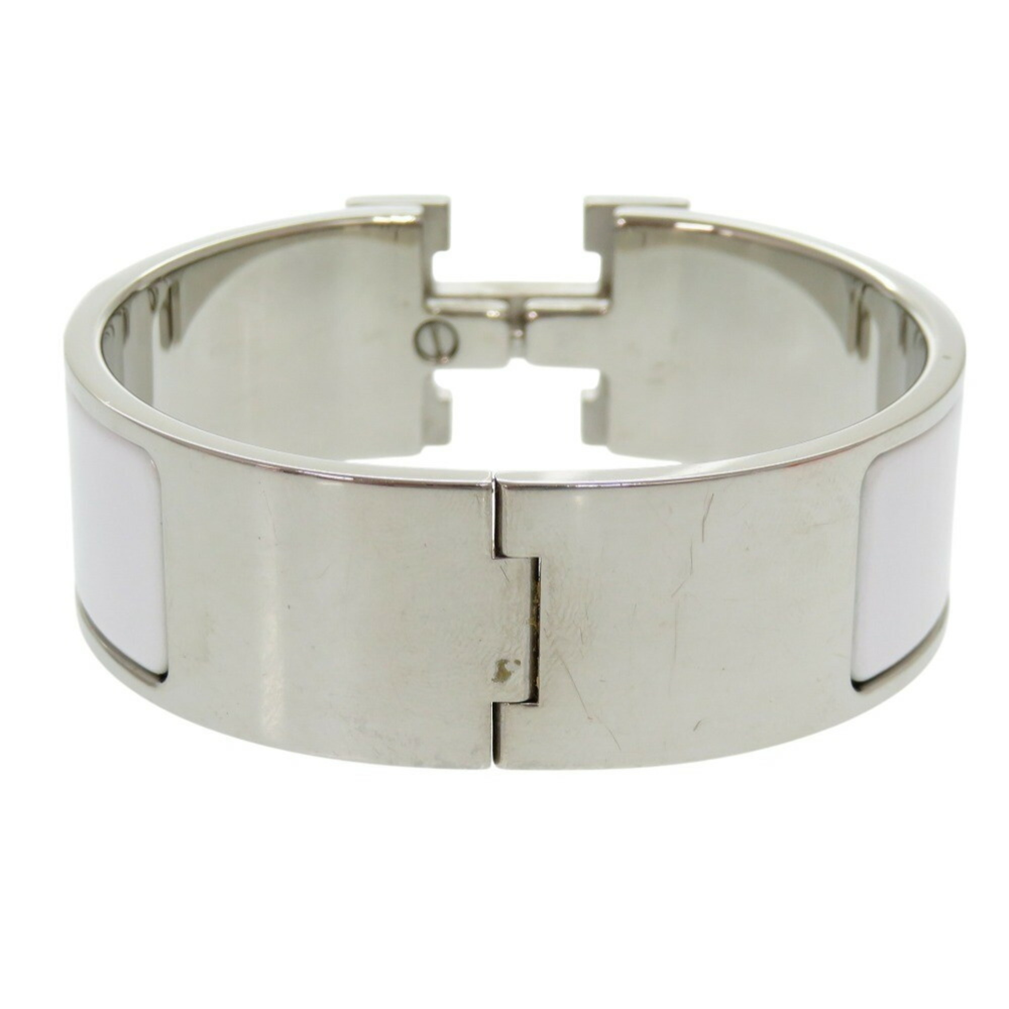 Hermes H motif click clack GM bracelet metal white/silver white 1154HERMES