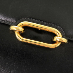 Hermes Fonsbell Box Calf Black Shoulder Bag 〇I (Made in 1979) 1290HERMES