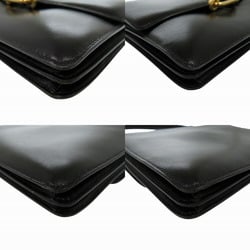 Hermes Fonsbell Box Calf Black Shoulder Bag 〇I (Made in 1979) 1290HERMES