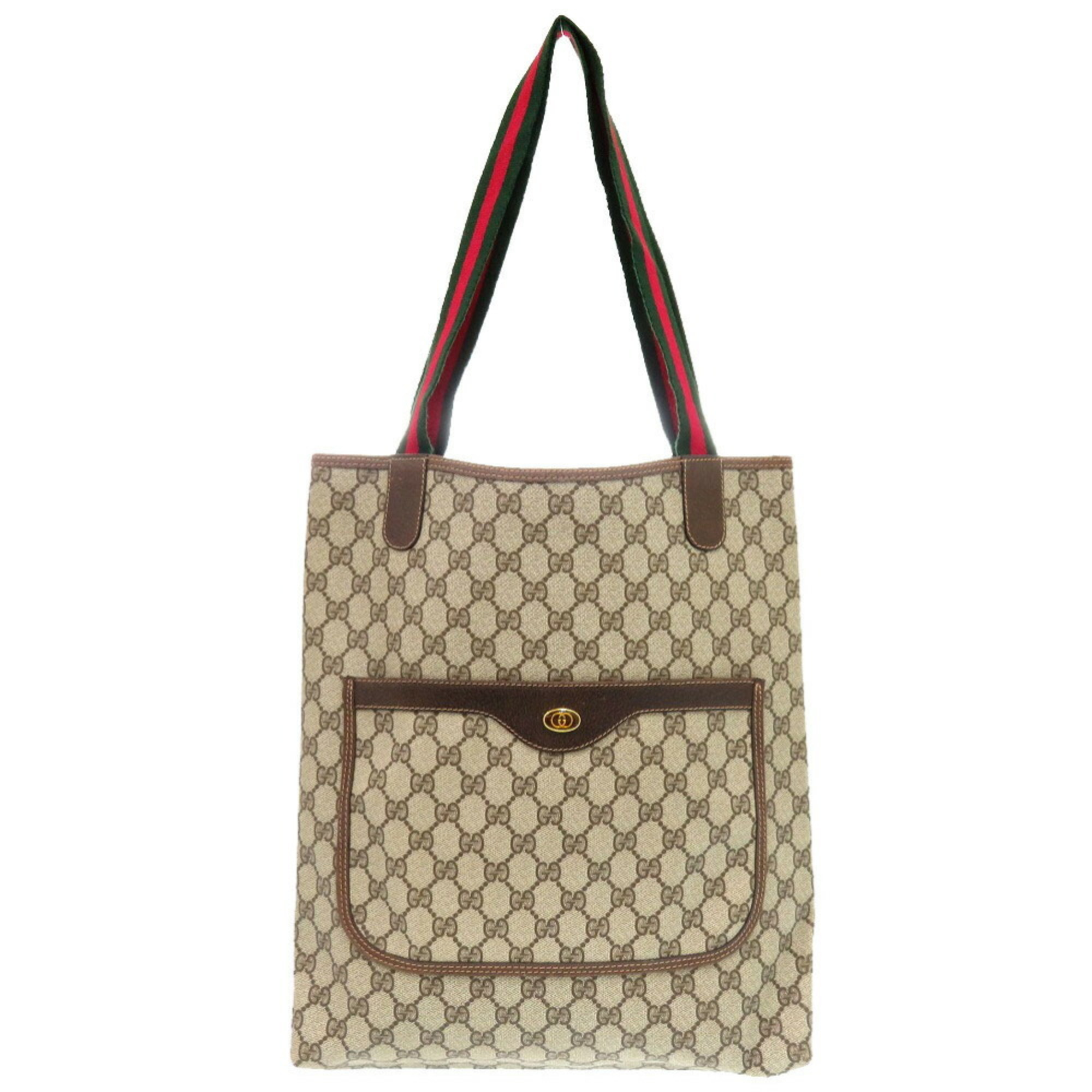 Gucci Old Shelly GG 39 002 4487 PVC Canvas Beige Tote Bag 1656 GUCCI