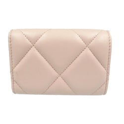 Chanel 19 Disneuf Small Coco Mark Random Serial Lambskin Pink Tri-fold Wallet 1377CHANEL