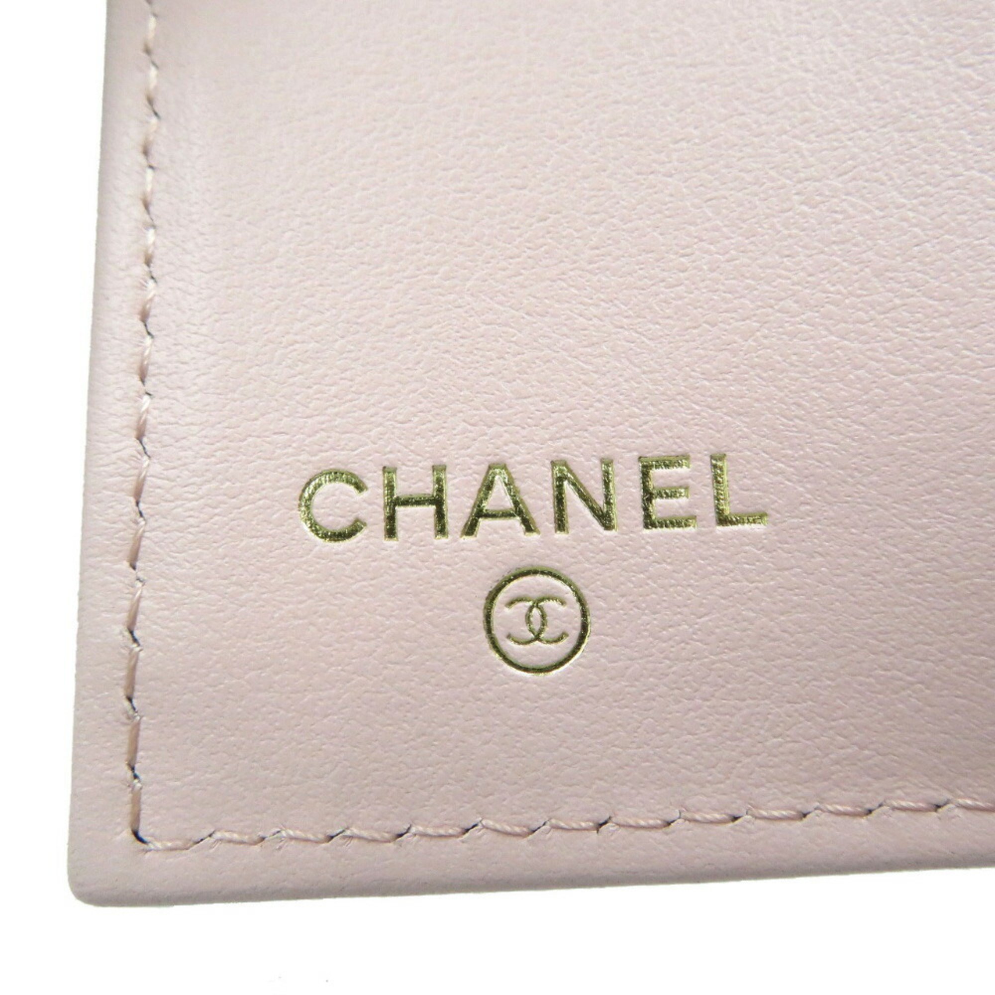 Chanel 19 Disneuf Small Coco Mark Random Serial Lambskin Pink Tri-fold Wallet 1377CHANEL