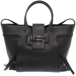 Tod's Double T Tote Bag Shoulder Leather Black 0341TOD'S