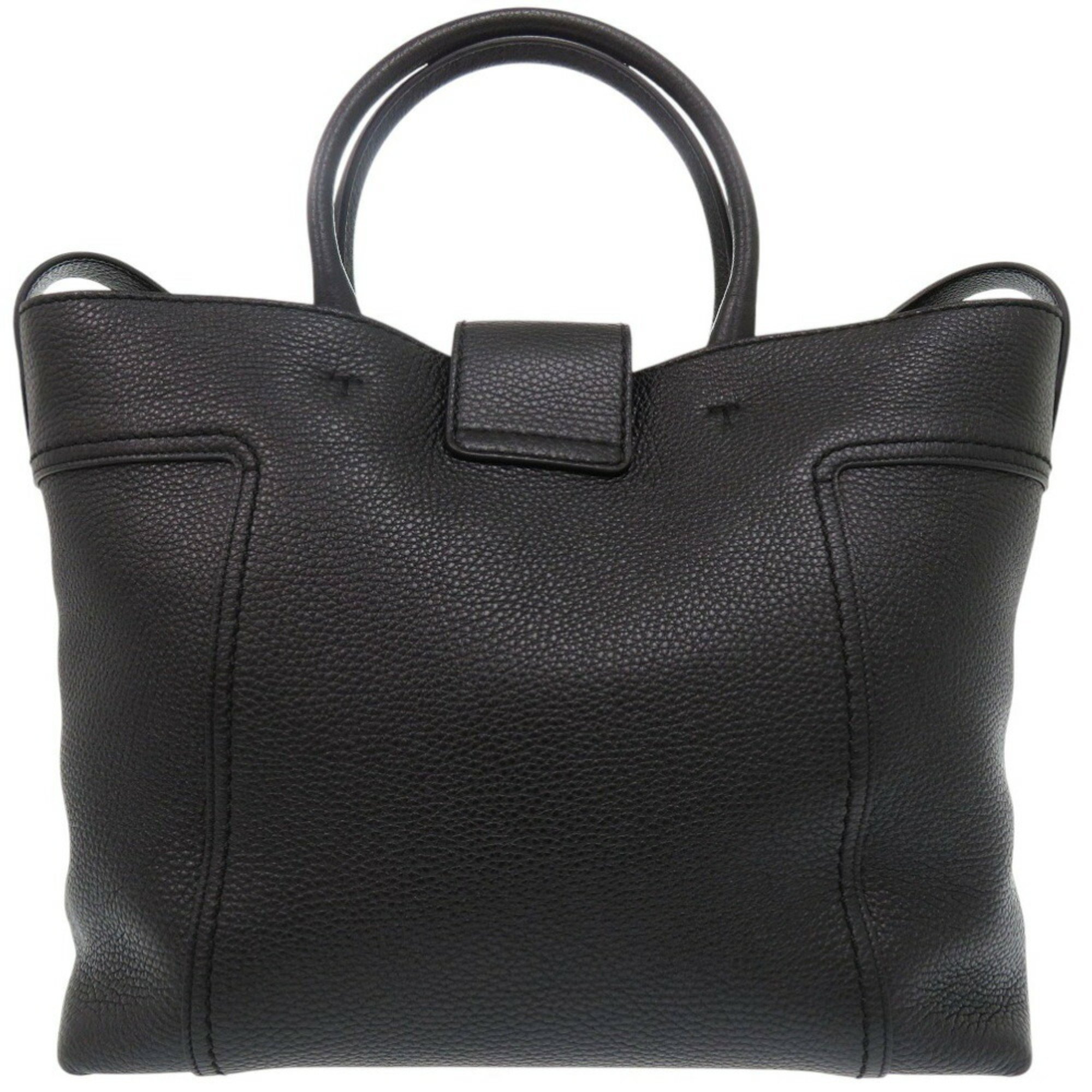 Tod's Double T Tote Bag Shoulder Leather Black 0341TOD'S