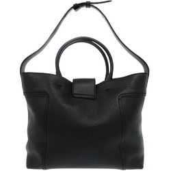 Tod's Double T Tote Bag Shoulder Leather Black 0341TOD'S