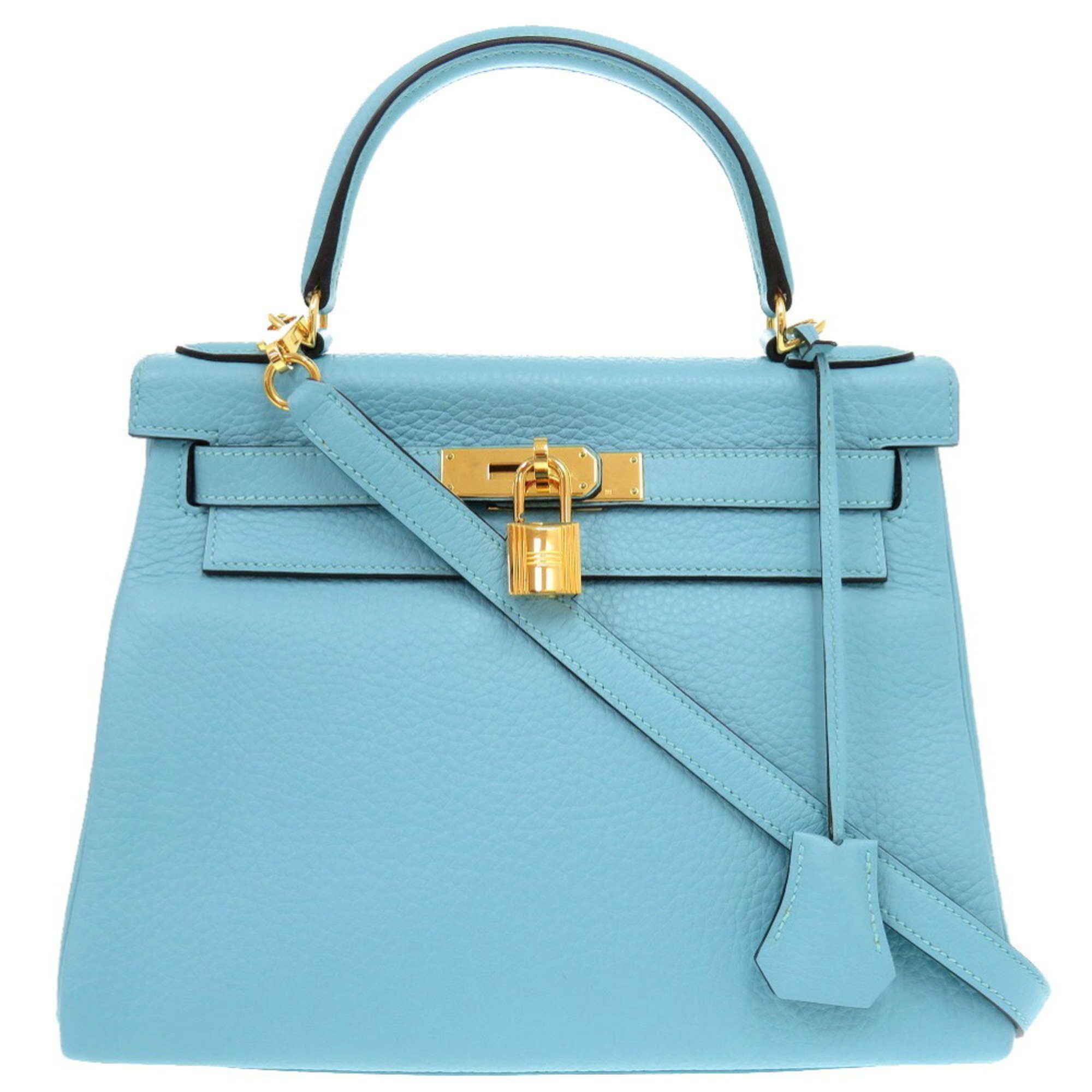 Hermes Kelly 28 Inner Stitching Taurillon Clemence Blue Atoll A Stamp (Made in 2017) Handbag 1274 HERMES