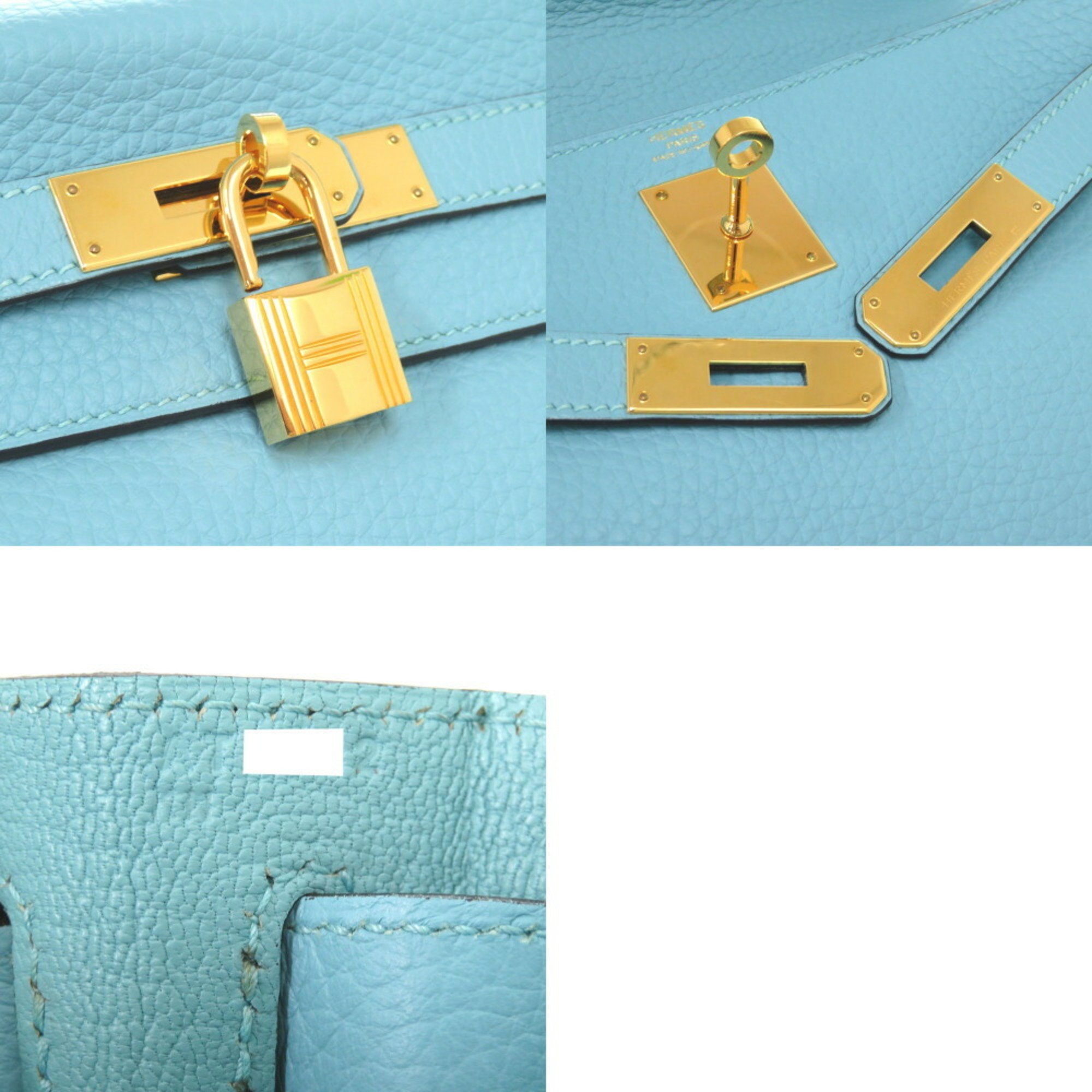 Hermes Kelly 28 Inner Stitching Taurillon Clemence Blue Atoll A Stamp (Made in 2017) Handbag 1274 HERMES