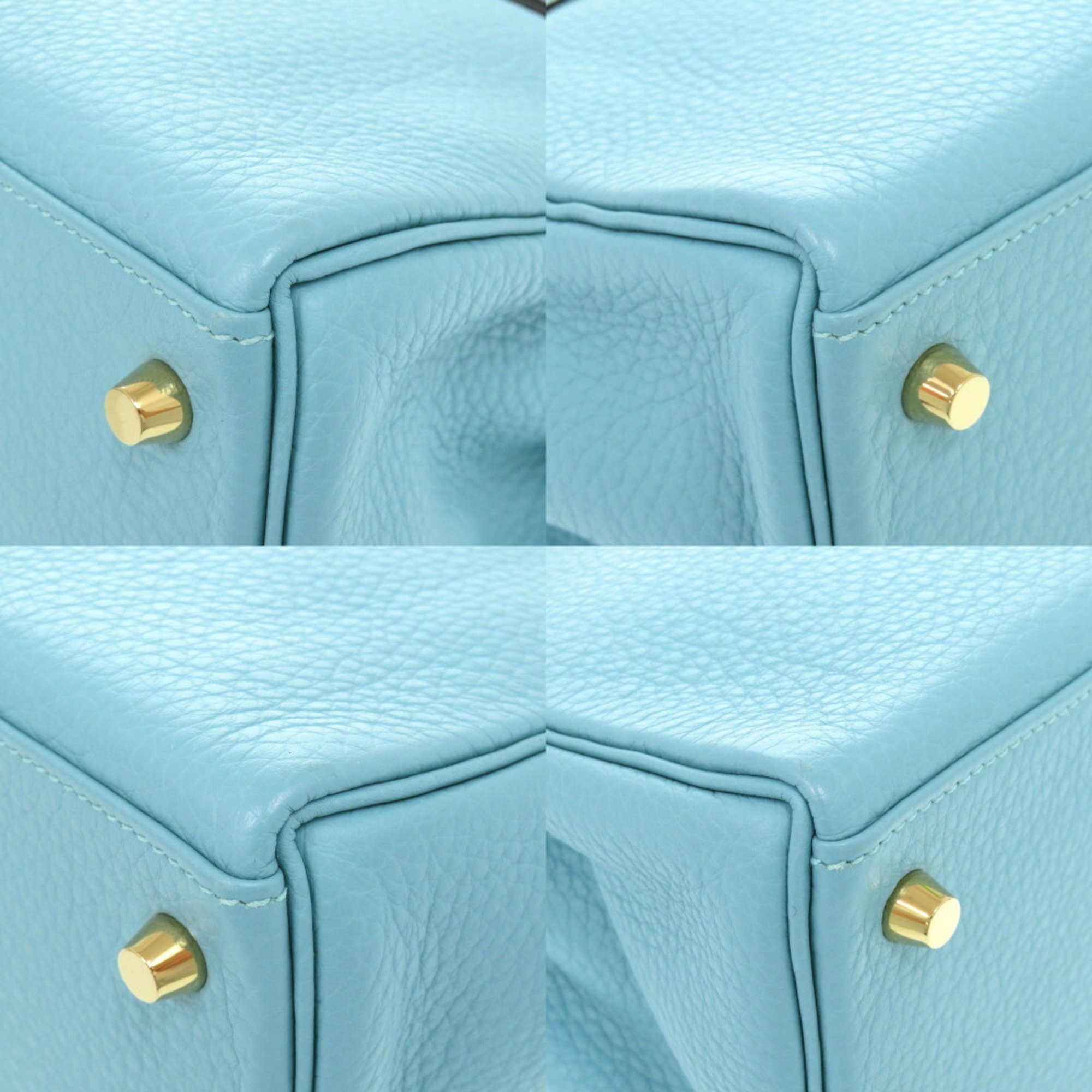 Hermes Kelly 28 Inner Stitching Taurillon Clemence Blue Atoll A Stamp (Made in 2017) Handbag 1274 HERMES