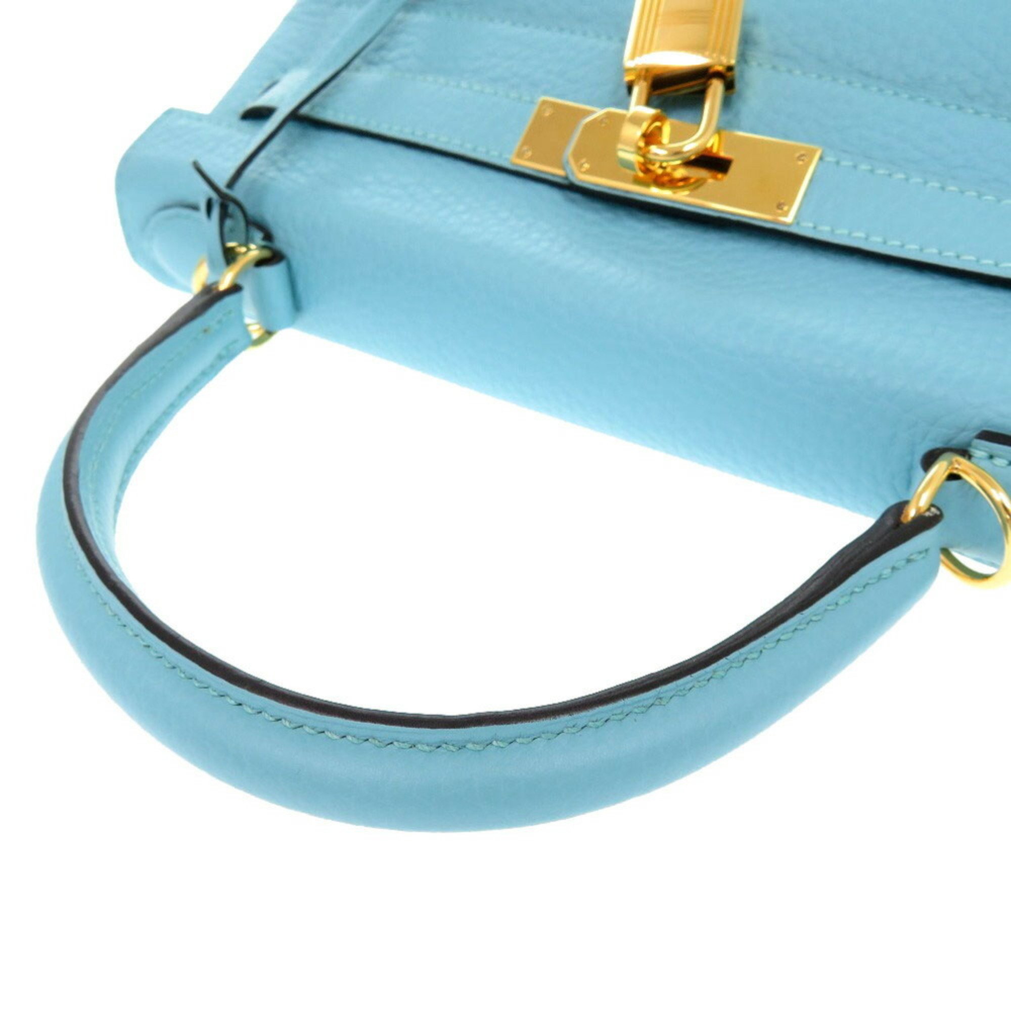 Hermes Kelly 28 Inner Stitching Taurillon Clemence Blue Atoll A Stamp (Made in 2017) Handbag 1274 HERMES