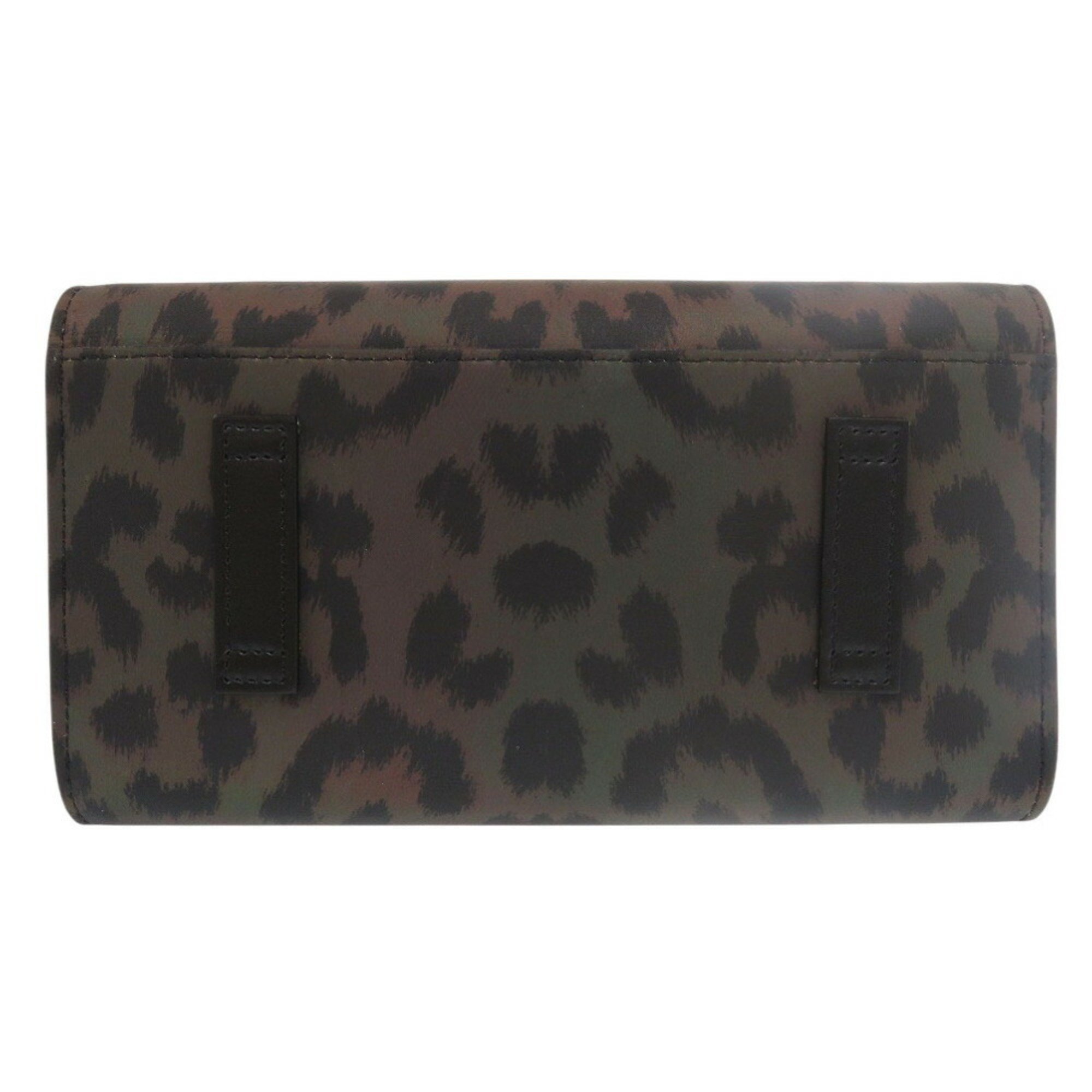 Christian Louboutin Chain Wallet Elisa Leather Black Leopard Camouflage Long 0604Christian