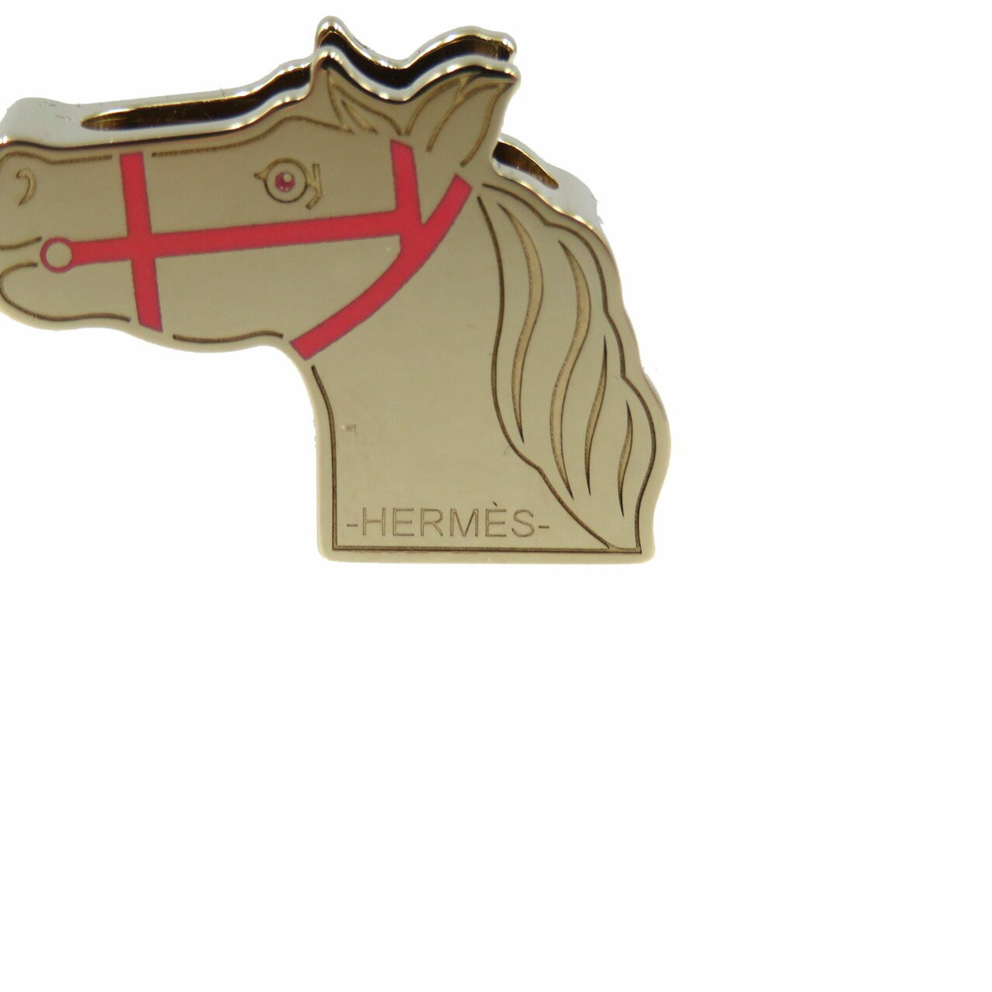 Hermes Cadrege Twilly Ring Horse Metal Gold Pink Scarf 1481HERMES