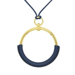 Hermes Loop Grand Pendant Swift Leather Navy Necklace 0854HERMES