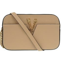 Versace Virtus Chain Shoulder Bag Beige Pouch Metal Icon Leather 2330VERSACE