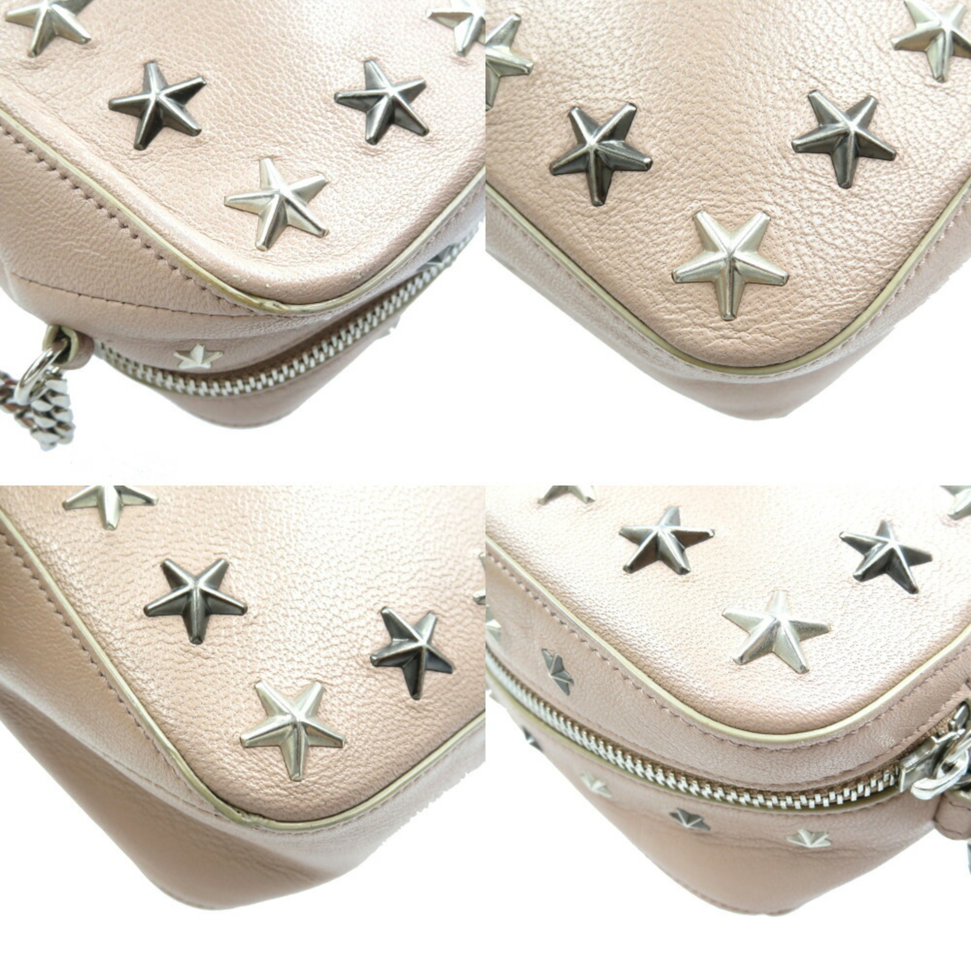 Jimmy Choo Sunny Star Studs Leather Pink Shoulder Bag 1320JIMMY CHOO