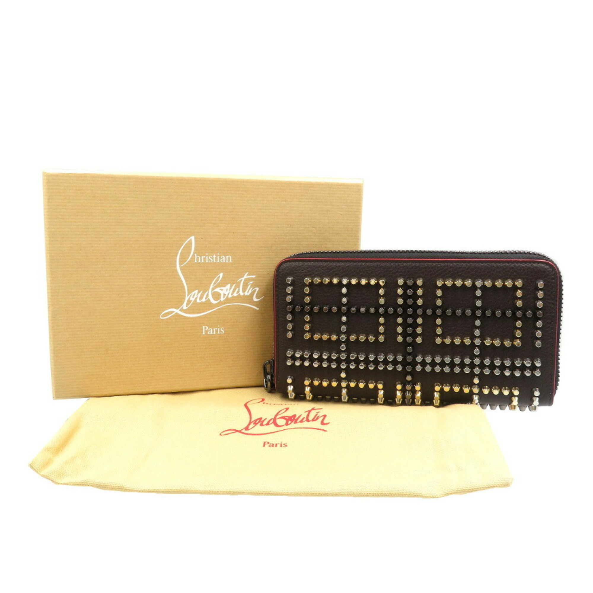 Christian Louboutin Panettone 3165145 Calf Studs Black Red Round Long Wallet 1997Christian