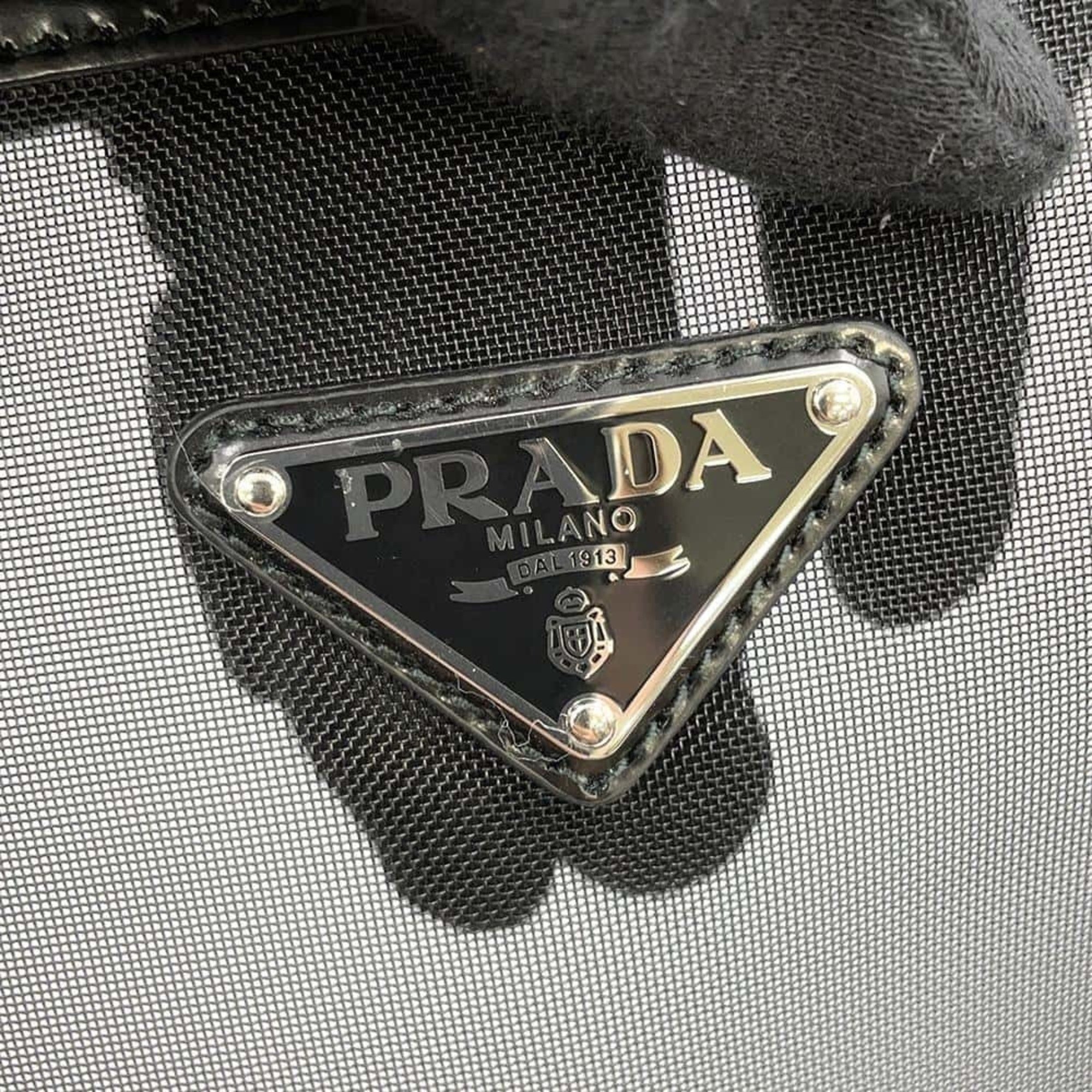 Prada Tote Bag Triangle Mesh 1BG416 PRADA Black