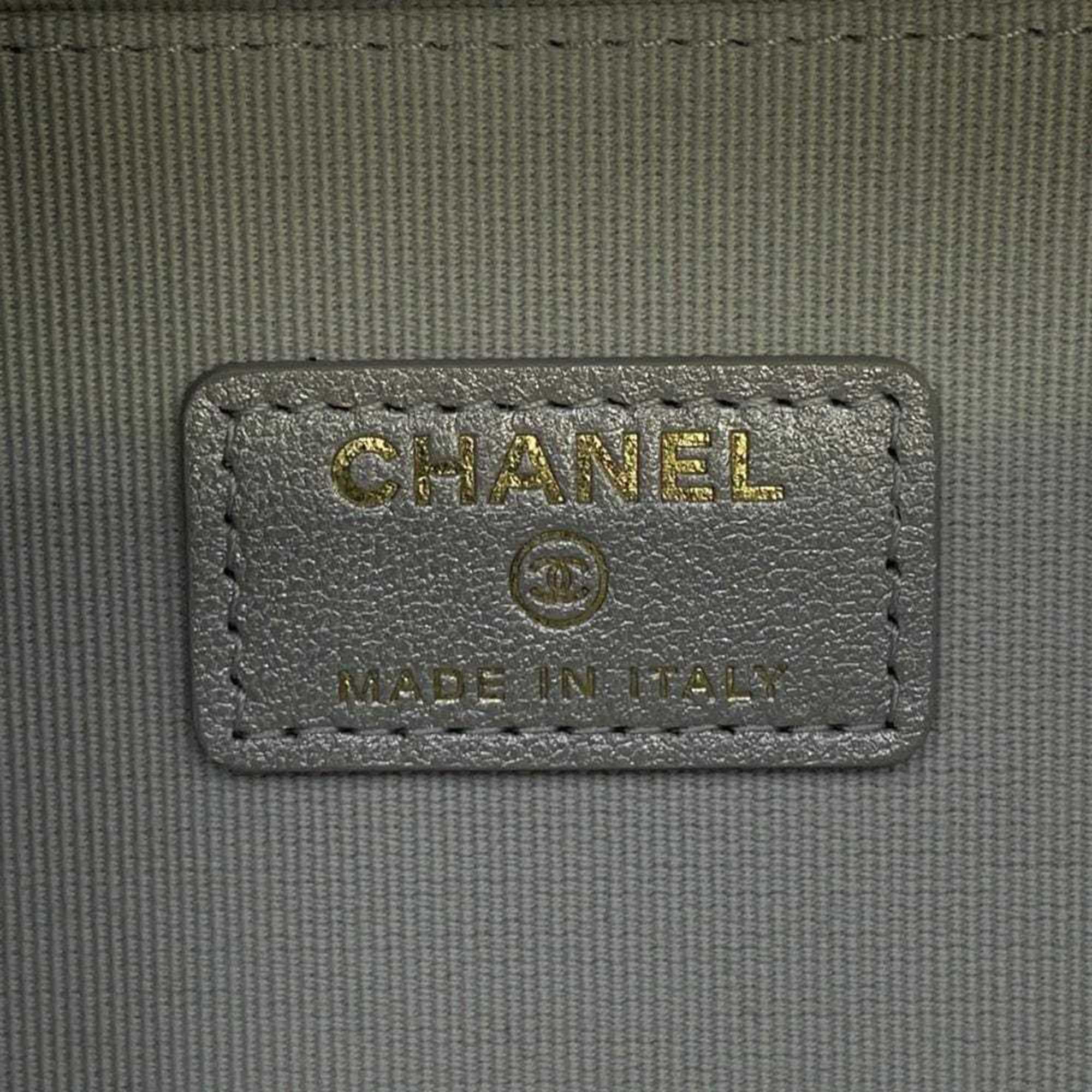 Chanel Chain Shoulder Bag Matelasse Coco Mark Vanity Calf Leather CHANEL White