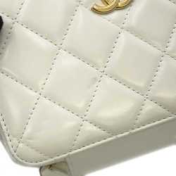 Chanel Chain Shoulder Bag Matelasse Coco Mark Vanity Calf Leather CHANEL White