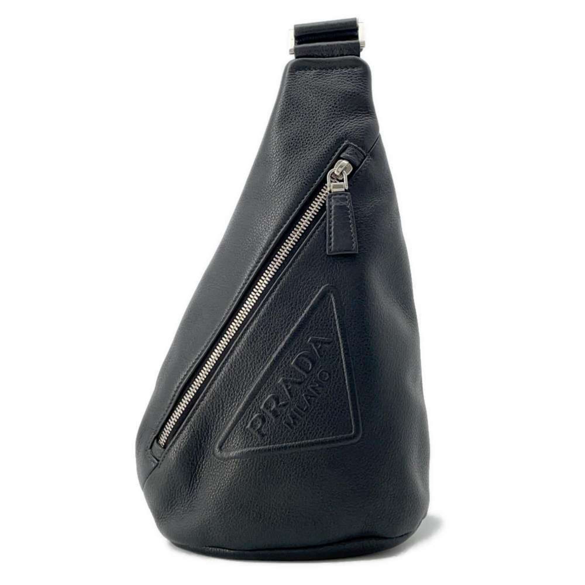 Prada Body Bag Triangle Vitello Dino Leather 2VZ098 PRADA Black