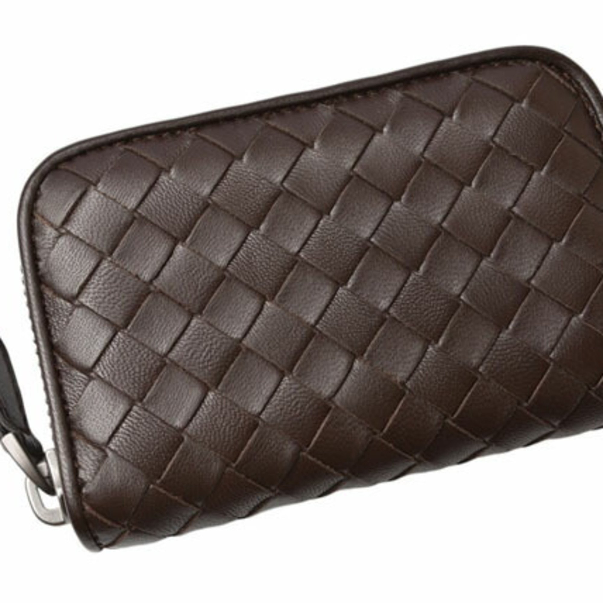 Bottega Veneta card case, coin BOTTEGA VENETA wallet, intrecciato leather, dark brown