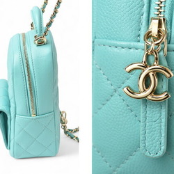 Chanel Backpack Rucksack CHANEL Chain Bag Matelasse Classic Turquoise Caviar Skin