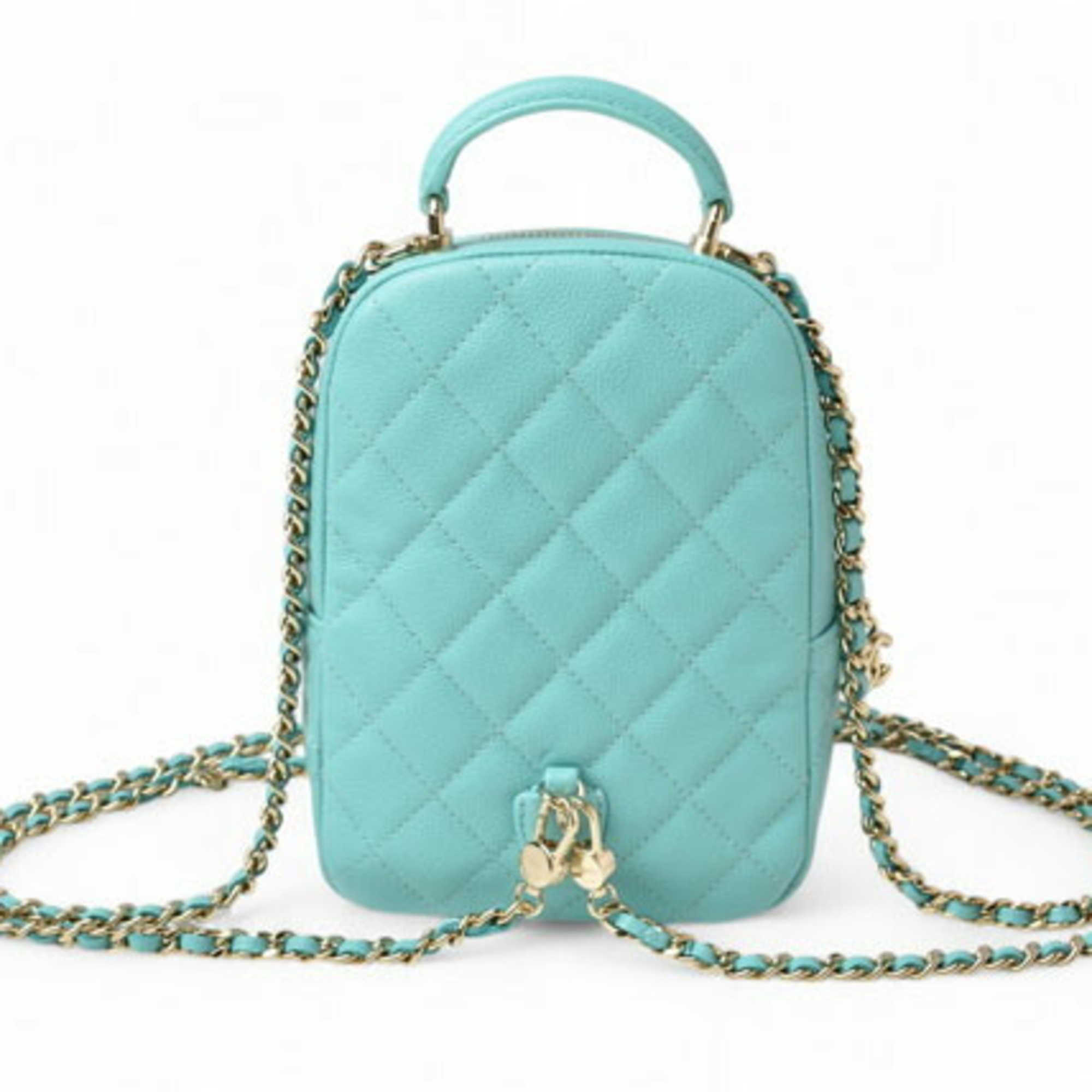 Chanel Backpack Rucksack CHANEL Chain Bag Matelasse Classic Turquoise Caviar Skin