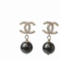 Chanel Earrings CHANEL CC Mark Swing Pearl Rhinestone Silver Black