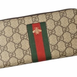 Gucci Wallet GUCCI Long 408831 Round Webbing Line Bee GG Supreme Brown Beige