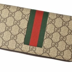 Gucci Wallet GUCCI Long 408831 Round Webbing Line Bee GG Supreme Brown Beige