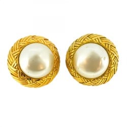 Chanel Earrings Circle Faux Pearl GP Plated Gold for Women