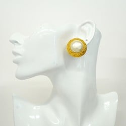 Chanel Earrings Circle Faux Pearl GP Plated Gold for Women