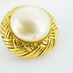 Chanel Earrings Circle Faux Pearl GP Plated Gold for Women