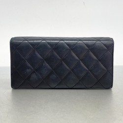 Chanel Long Wallet Cambon Lambskin Patent Leather Black Women's