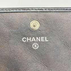 Chanel Long Wallet Cambon Lambskin Patent Leather Black Women's