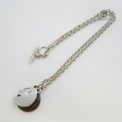 Hermes Necklace Carousel Metal Buffalo Horn Silver Brown Ladies