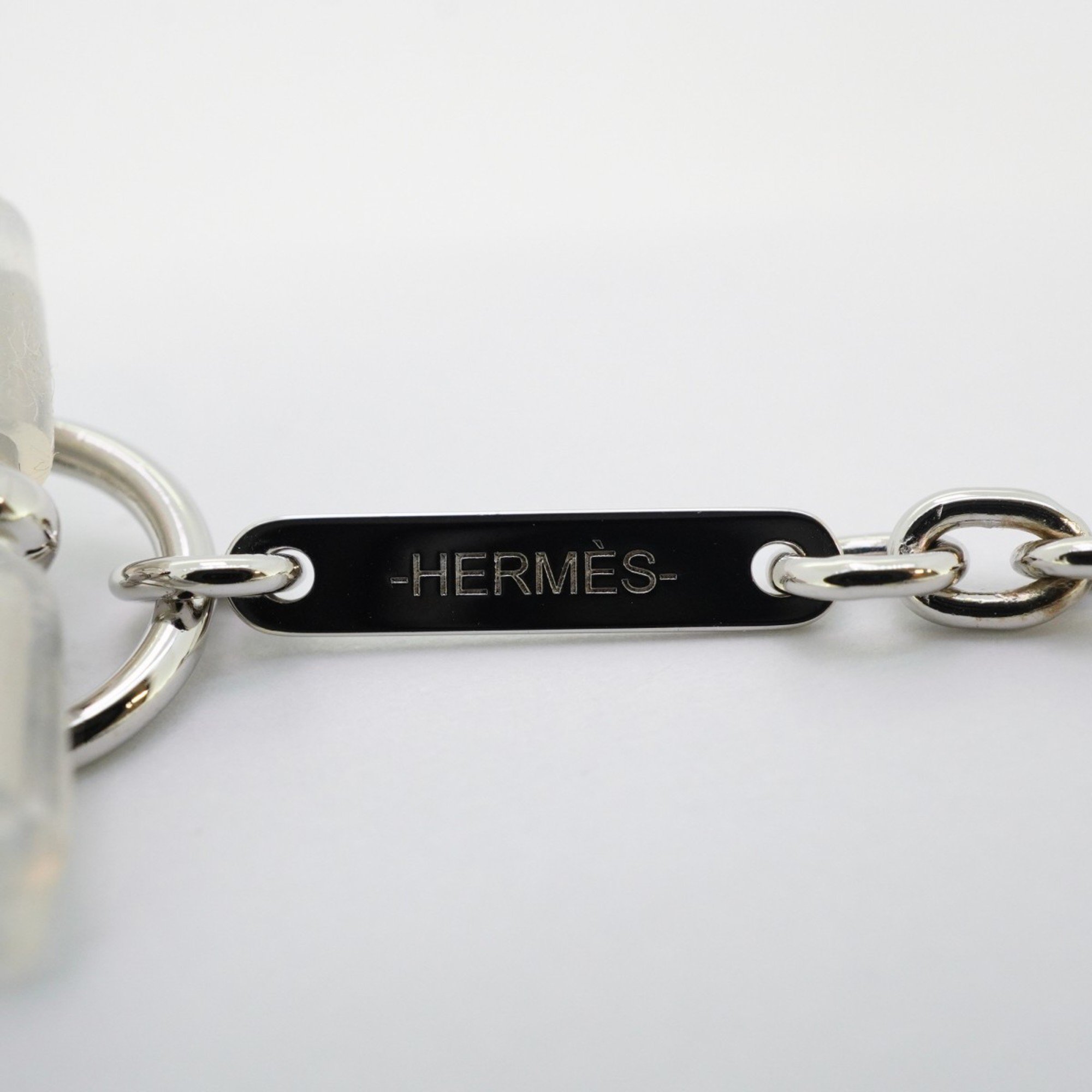 Hermes Necklace Carousel Metal Buffalo Horn Silver Brown Ladies