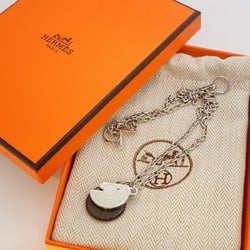 Hermes Necklace Carousel Metal Buffalo Horn Silver Brown Ladies