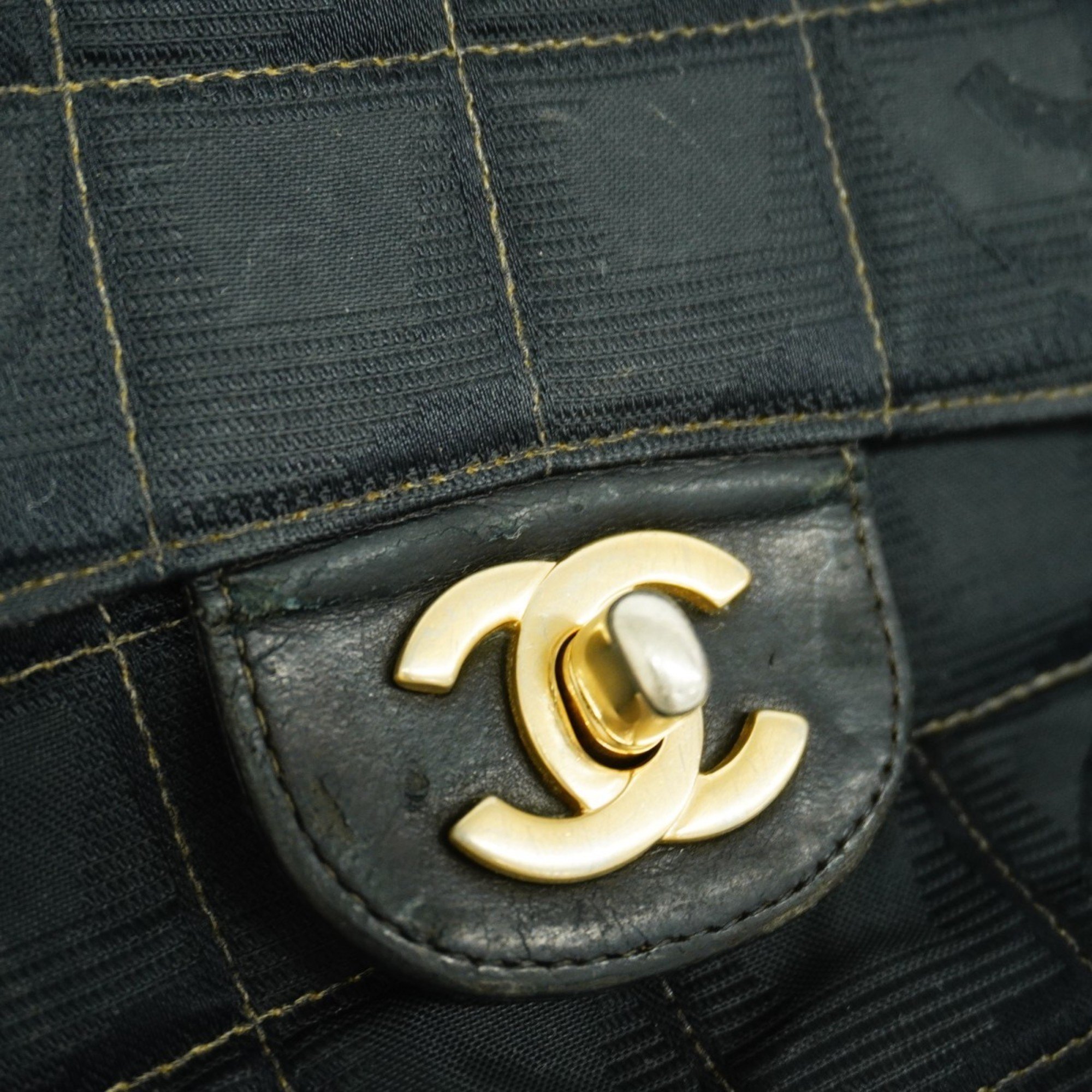 Chanel Shoulder Bag New Travel Nylon Black Champagne Ladies