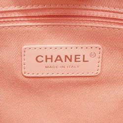 Chanel Tote Bag Deauville Canvas Pink White Women's