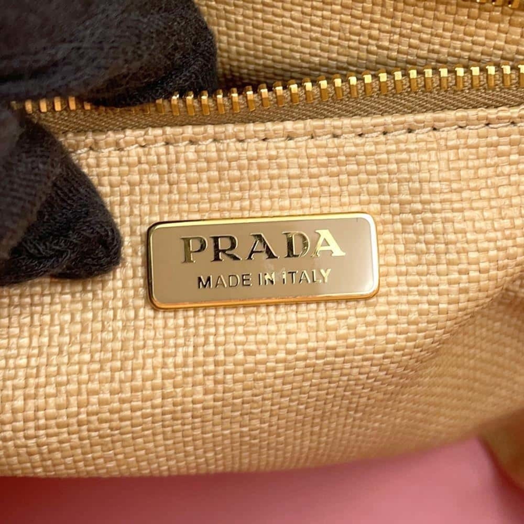 Prada Shoulder Bag Bucket Flower Raffia Leather 1BE008 PRADA 2way