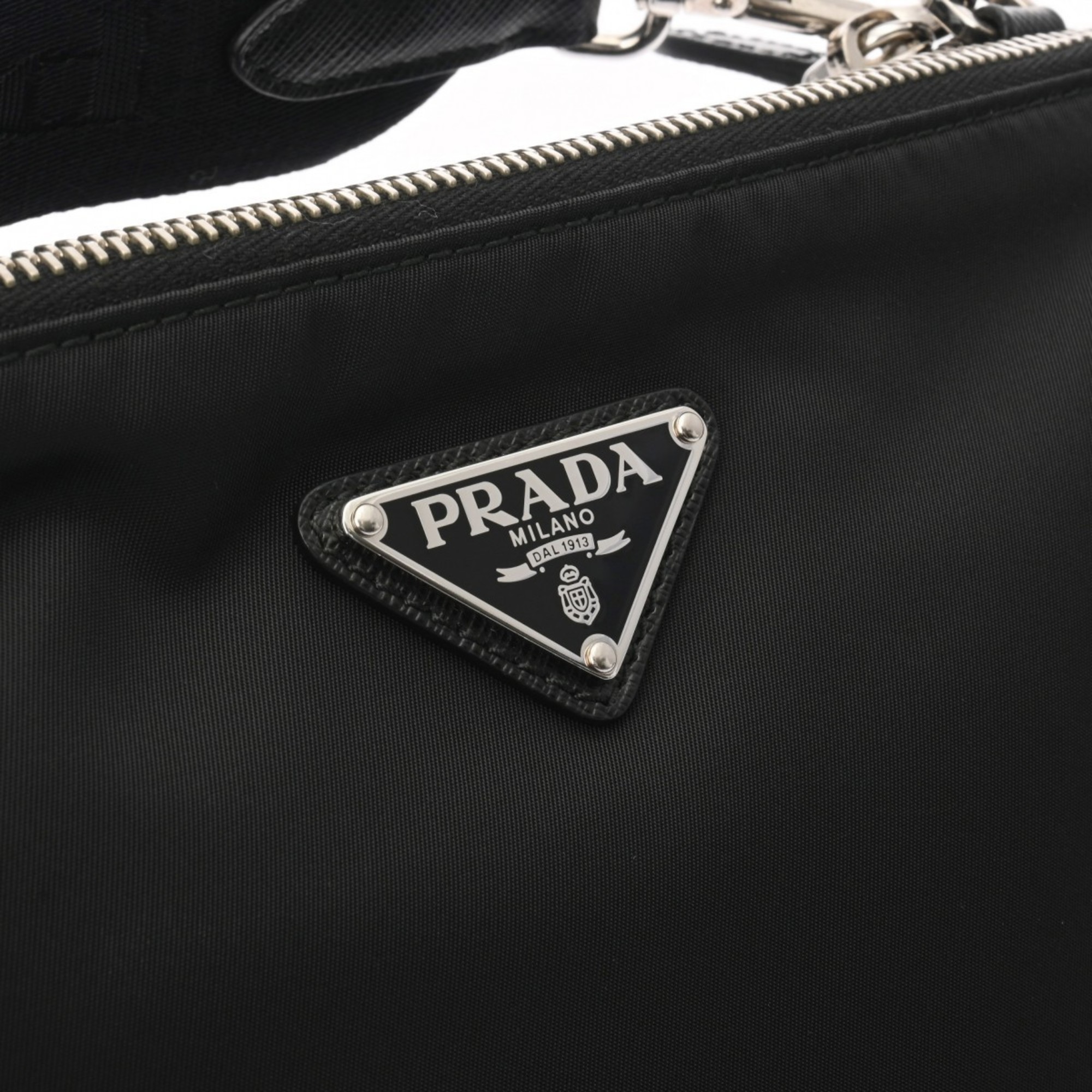 PRADA Prada Double Pocket Black 1BH046 Women's Nylon Shoulder Bag