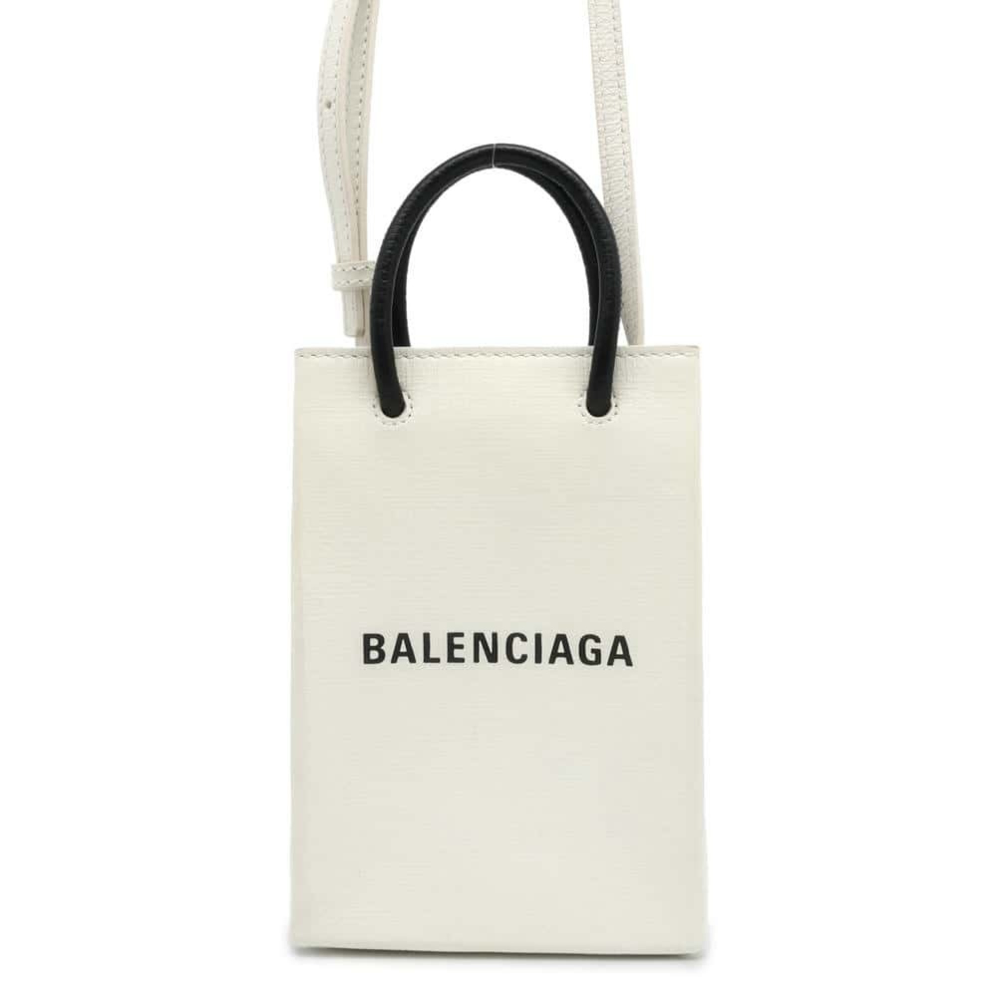 Balenciaga Shoulder Bag Phone Holder Leather 593826 BALENCIAGA White