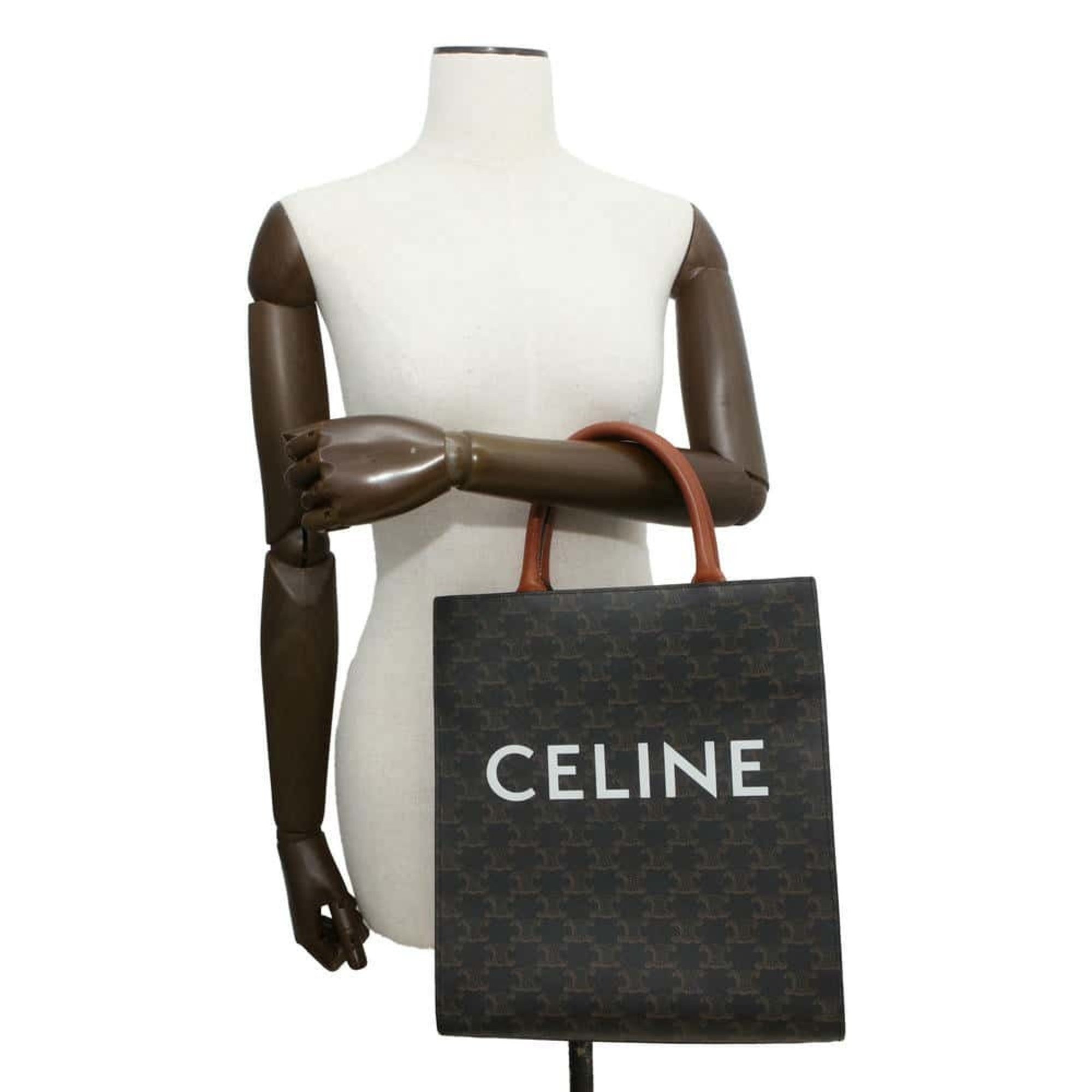 Celine Tote Bag Vertical Cabas Small Leather CELINE 2way Shoulder Brown