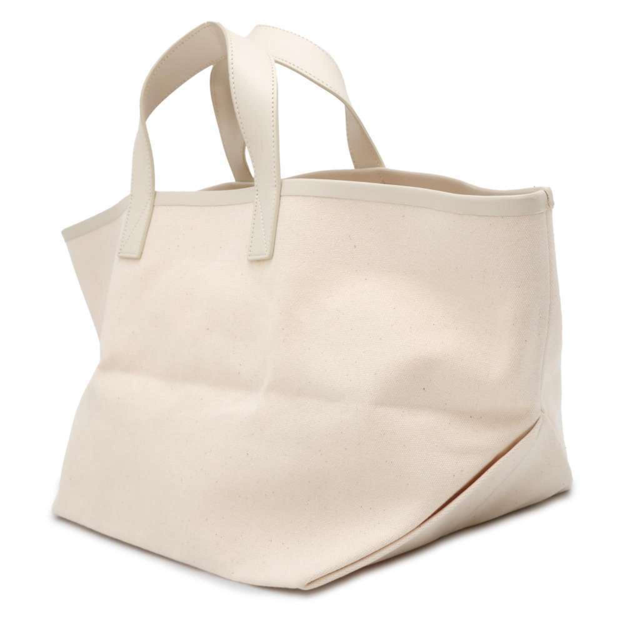 Celine Tote Bag Made in Small Canvas Leather 18608 CELINE Handbag White