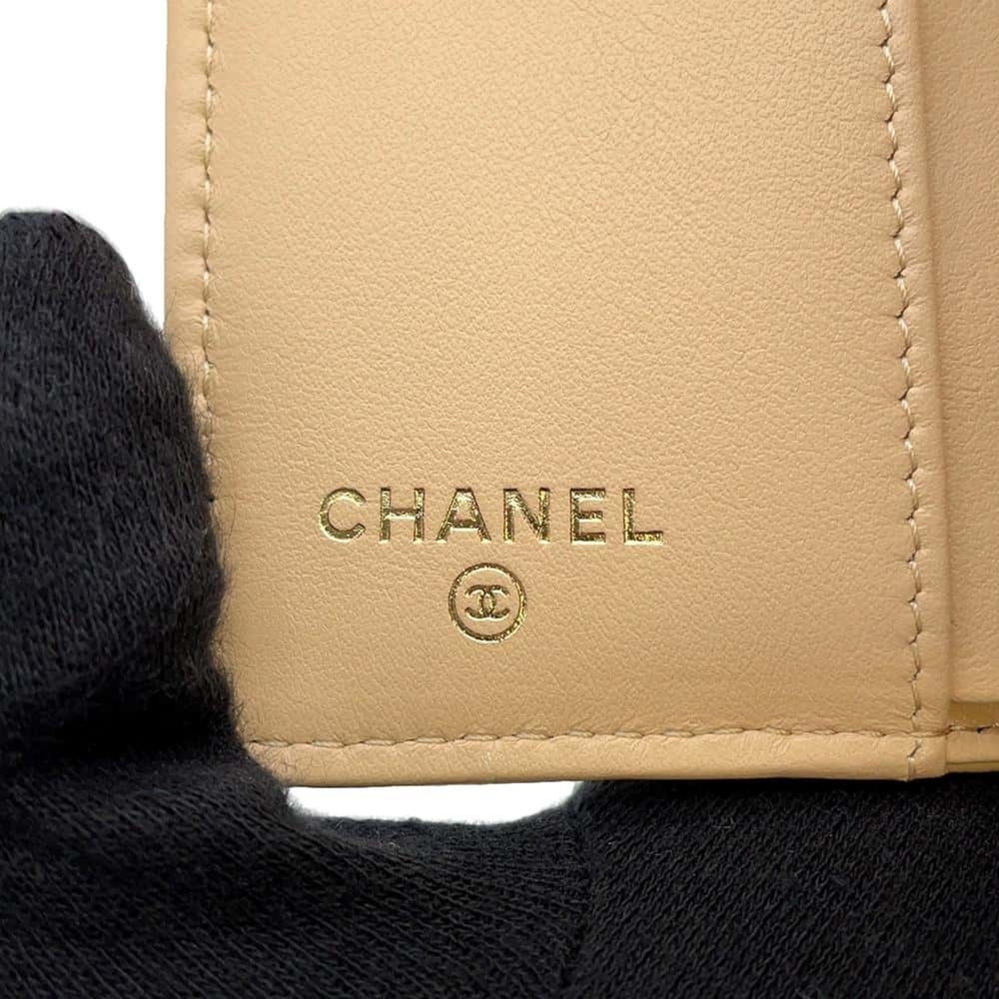 Chanel Tri-fold Wallet Quilted Coco Mark Lambskin AP1789 CHANEL Folding Compact