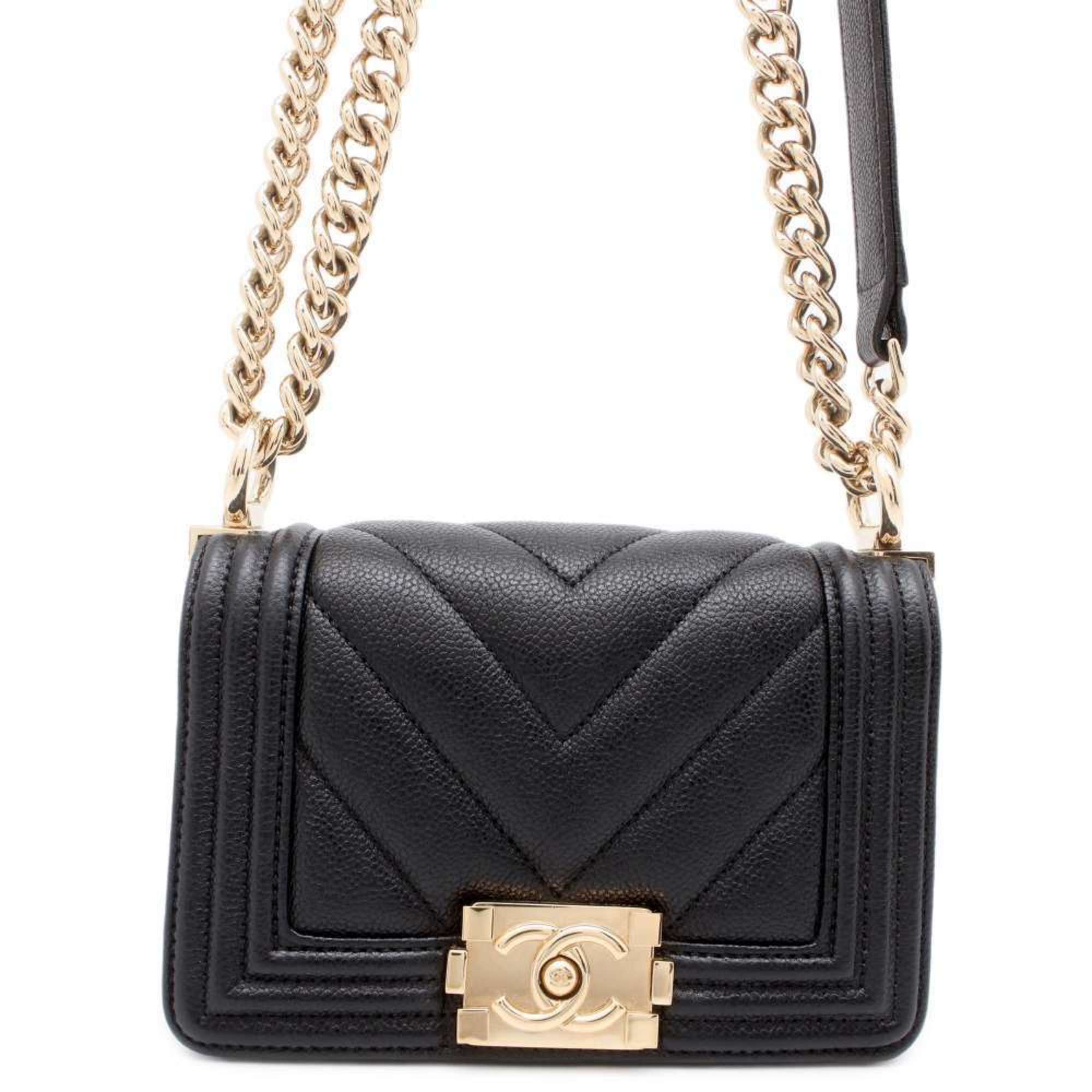 Chanel Chain Shoulder Bag Boy Caviar Skin A67364 CHANEL Black