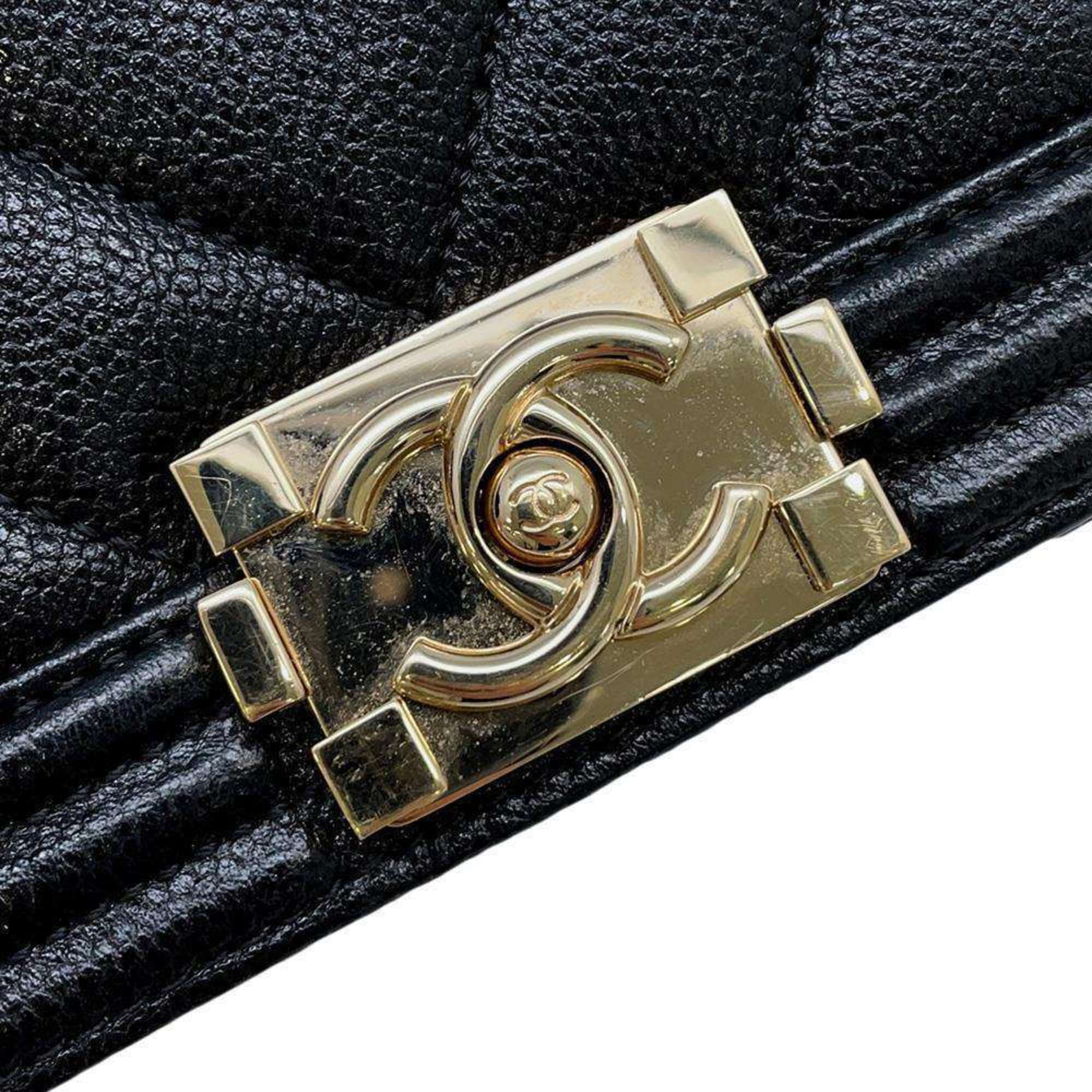 Chanel Chain Shoulder Bag Boy Caviar Skin A67364 CHANEL Black